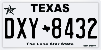 TX license plate DXY8432