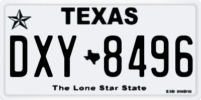 TX license plate DXY8496