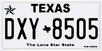 TX license plate DXY8505