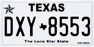 TX license plate DXY8553
