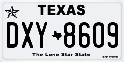 TX license plate DXY8609