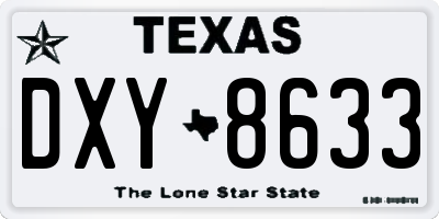 TX license plate DXY8633