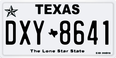 TX license plate DXY8641