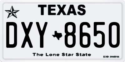 TX license plate DXY8650