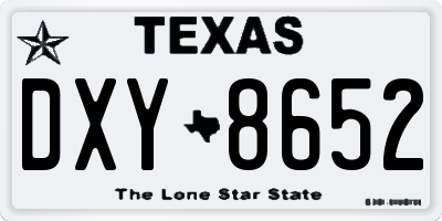 TX license plate DXY8652