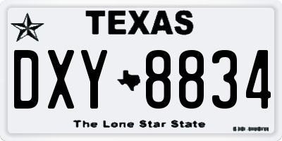TX license plate DXY8834