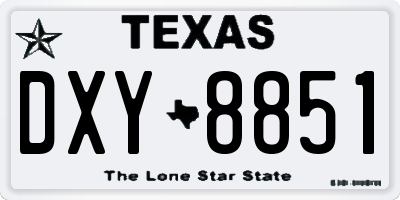 TX license plate DXY8851