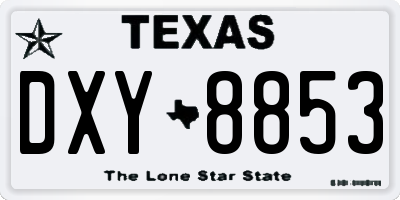 TX license plate DXY8853