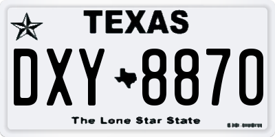 TX license plate DXY8870
