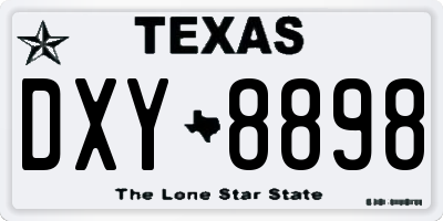 TX license plate DXY8898