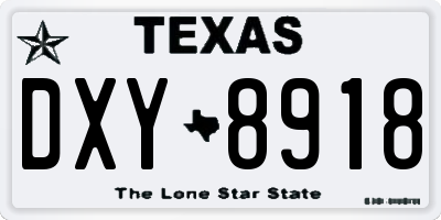 TX license plate DXY8918