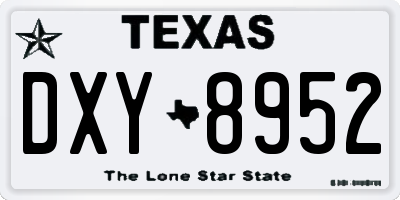 TX license plate DXY8952
