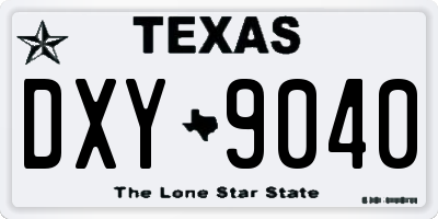 TX license plate DXY9040