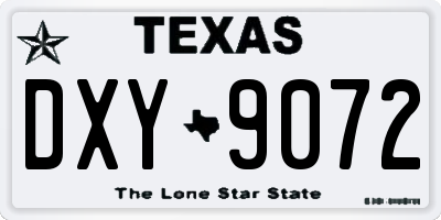 TX license plate DXY9072