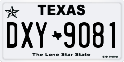 TX license plate DXY9081