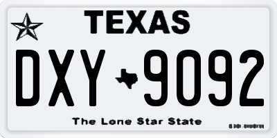 TX license plate DXY9092