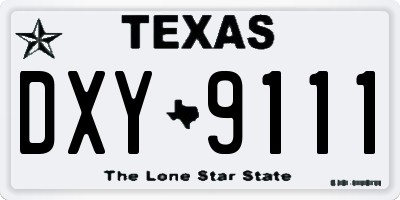 TX license plate DXY9111