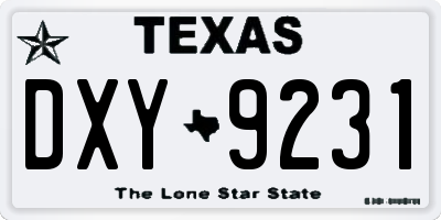 TX license plate DXY9231