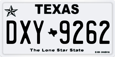 TX license plate DXY9262