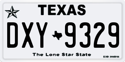TX license plate DXY9329