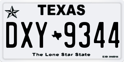 TX license plate DXY9344