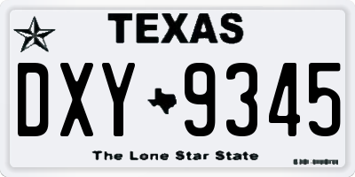TX license plate DXY9345