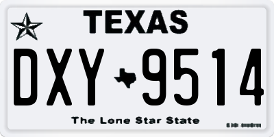 TX license plate DXY9514