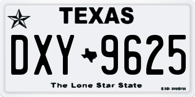 TX license plate DXY9625