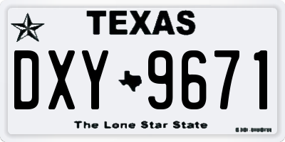 TX license plate DXY9671