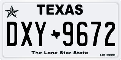 TX license plate DXY9672