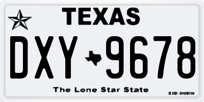 TX license plate DXY9678