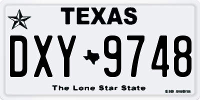 TX license plate DXY9748