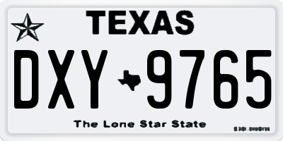 TX license plate DXY9765