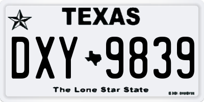 TX license plate DXY9839