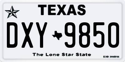 TX license plate DXY9850