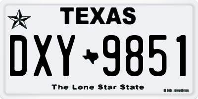 TX license plate DXY9851