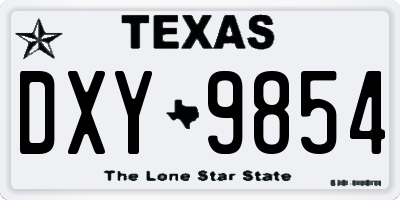 TX license plate DXY9854