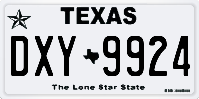 TX license plate DXY9924