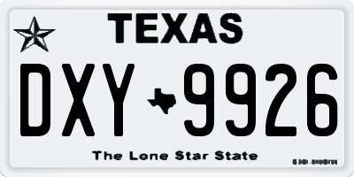 TX license plate DXY9926