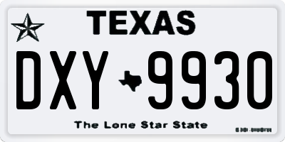 TX license plate DXY9930