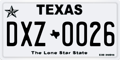 TX license plate DXZ0026