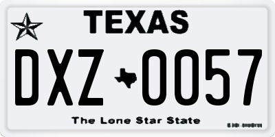 TX license plate DXZ0057