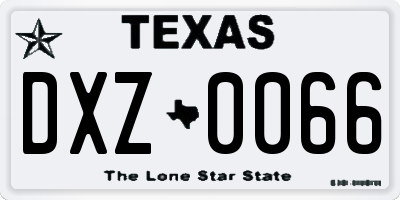 TX license plate DXZ0066