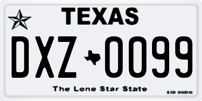 TX license plate DXZ0099