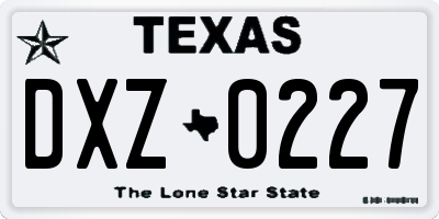 TX license plate DXZ0227