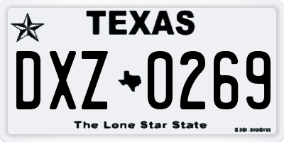 TX license plate DXZ0269