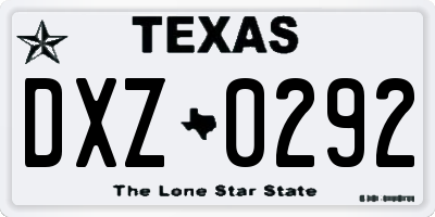 TX license plate DXZ0292