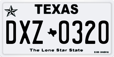 TX license plate DXZ0320