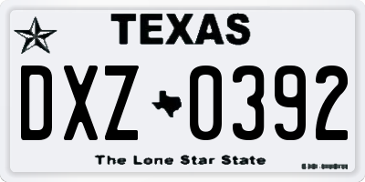 TX license plate DXZ0392