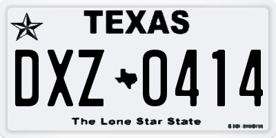 TX license plate DXZ0414